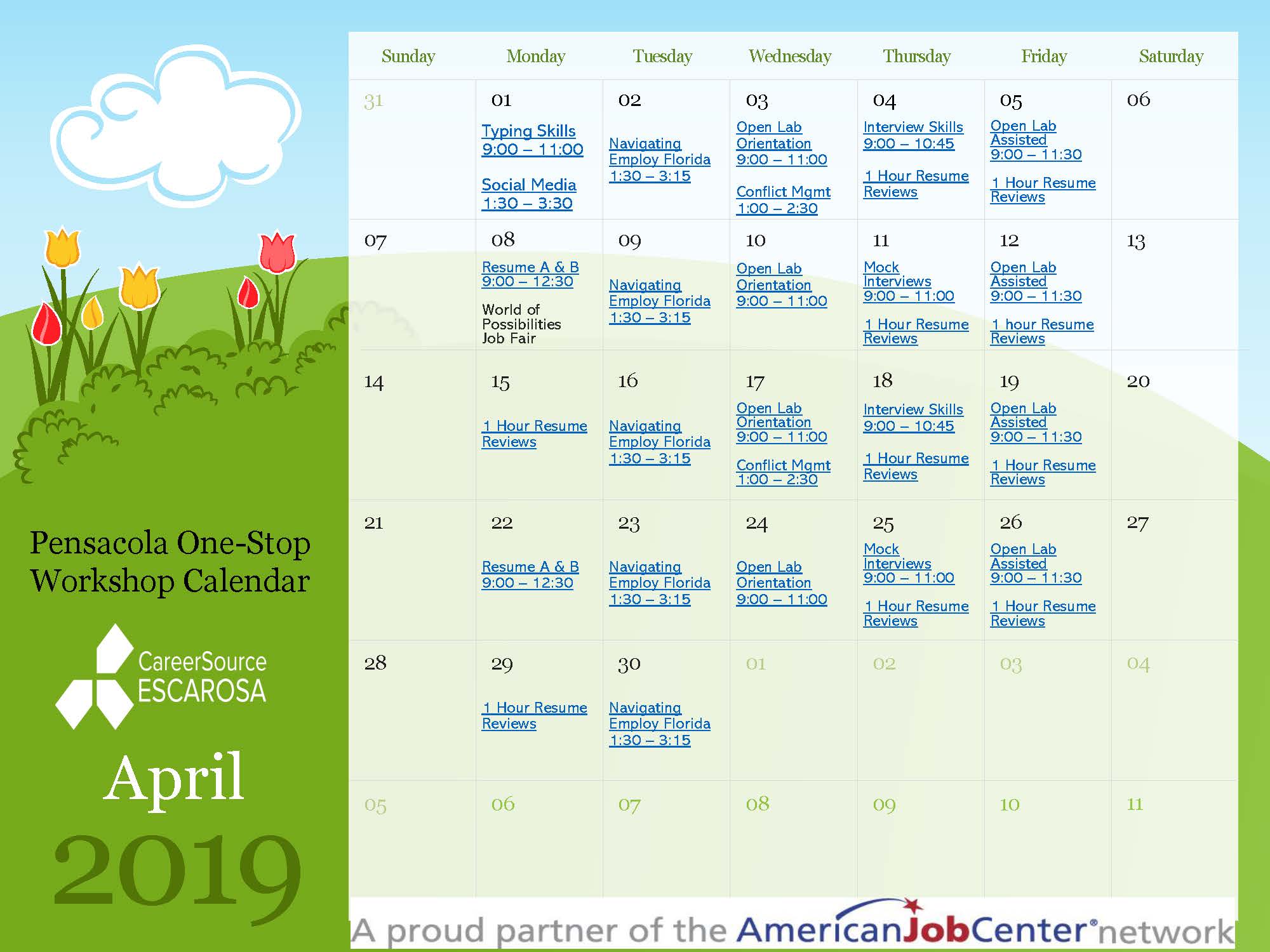 2019 Calendar_Page_1 CareerSource Escarosa