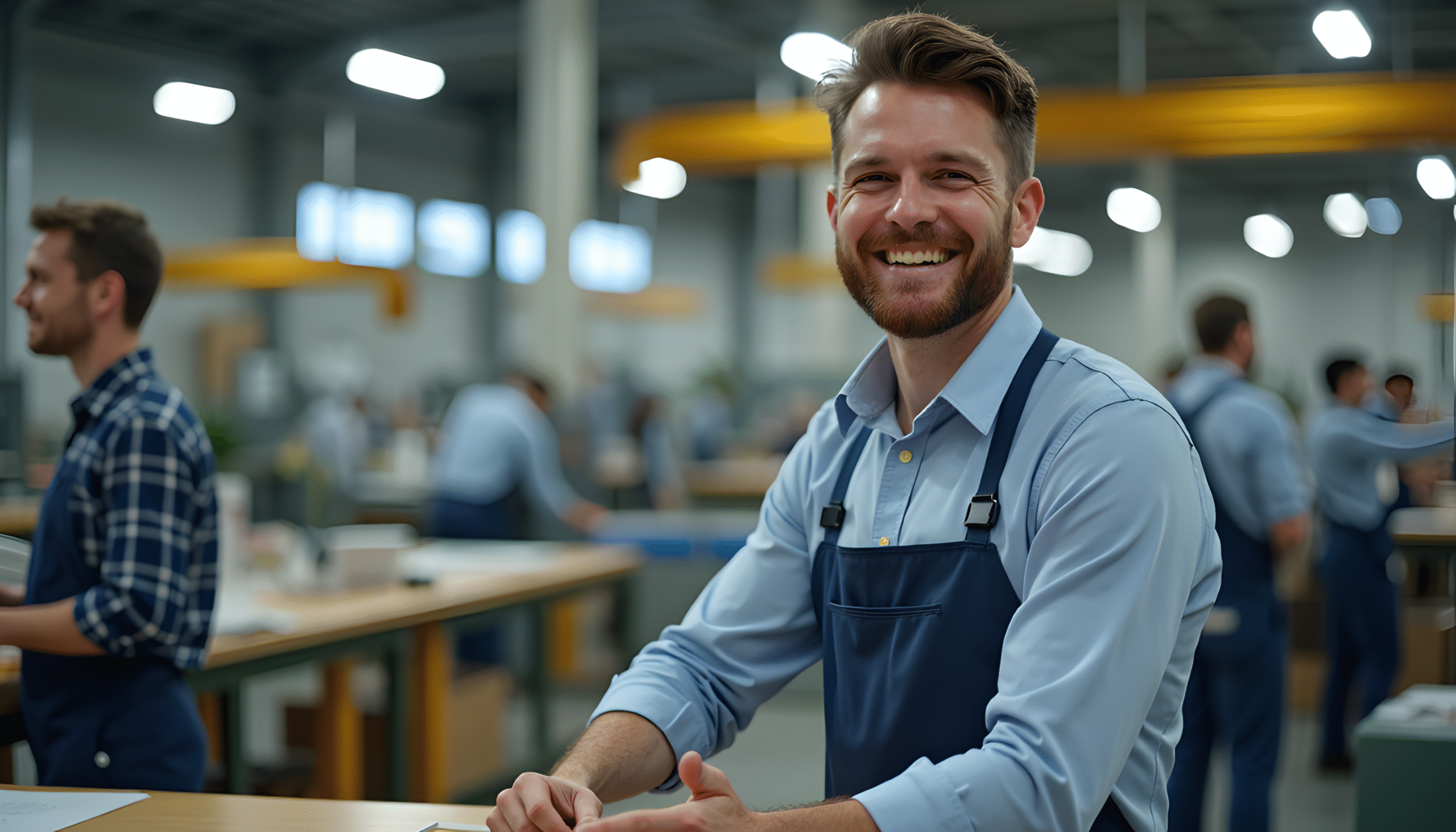 Happy business owner smiling.